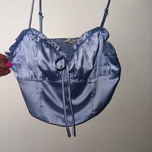 Altard State Light Blue Satin Corset Top